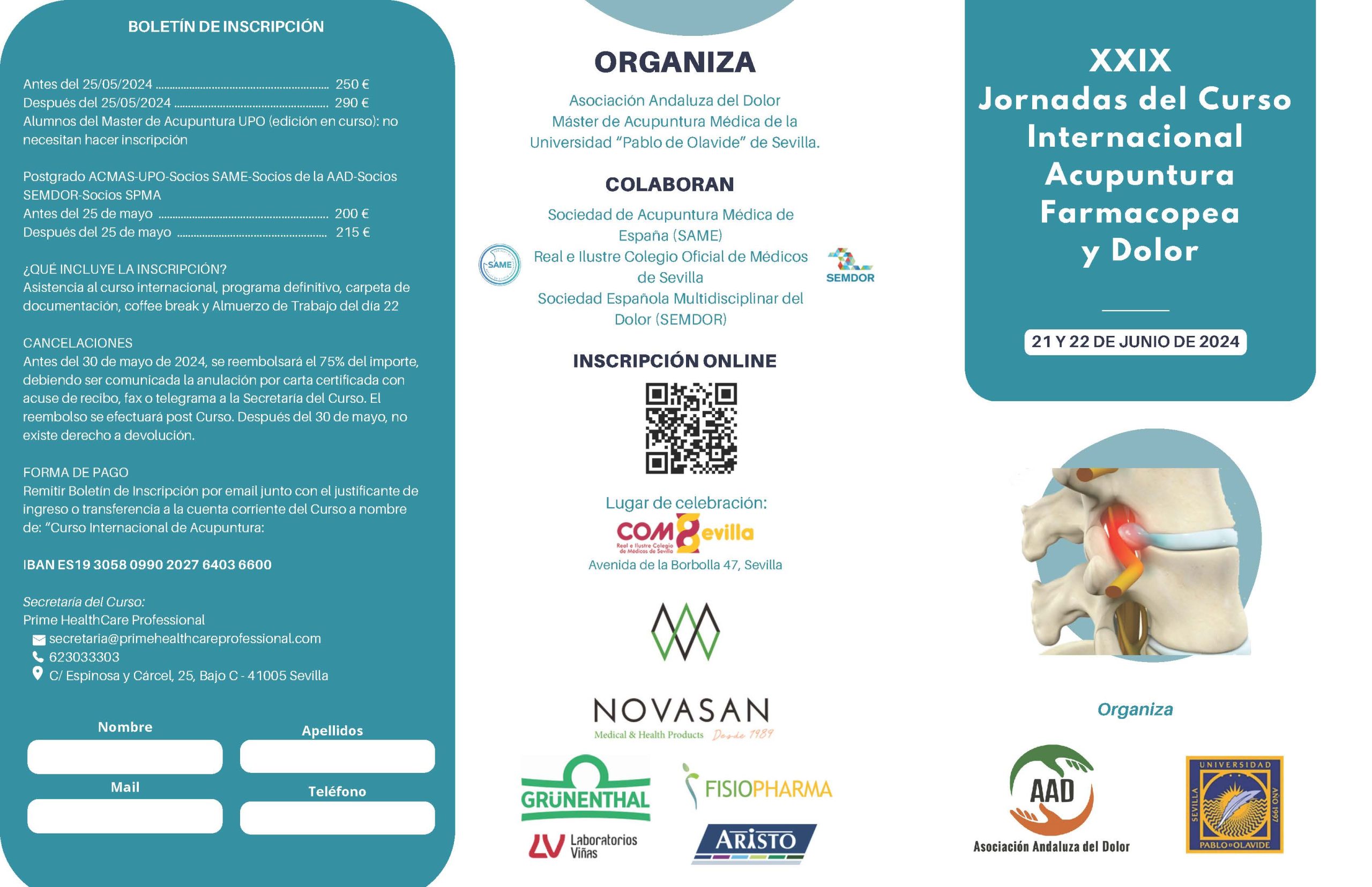 XXIX Jornadas del Curso Internacional Acupuntura, Farmacopea y Dolor